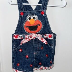 Sesame Street Denim Shorts with Elmo and Red Details - 12M